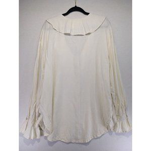 We The Free Long Sleeve Blouse Womens XL Ivory Cottagecore Peasant Linen Pirate
